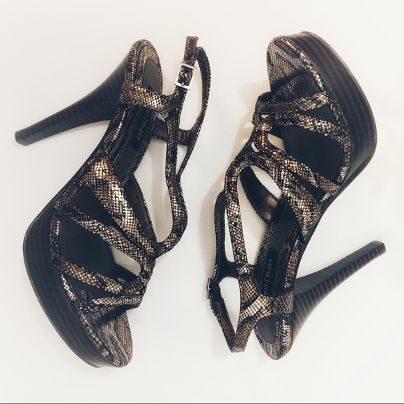 WHBM Karley Copper Metallic Strappy Platform Heels - Picture 2 of 8